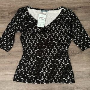 Pinup Anchor Print Blouse